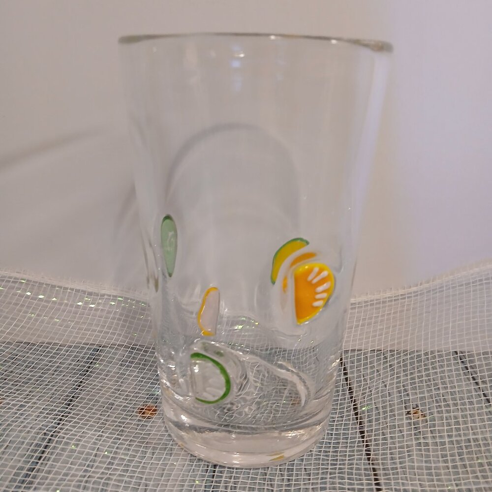 Lemon/Lime Slice Fused Art Glass Tumbler